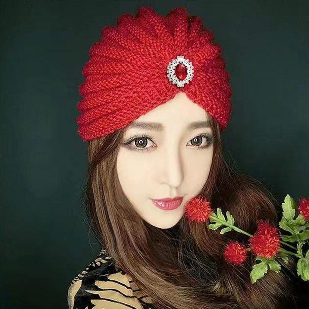 Dicke Böhmen-Turban-Mützen Weiche Strickmützen Modische Hijab-Kappen für Damen