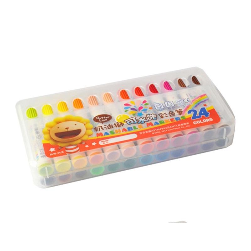 Lion 36-Color Washable Watercolor & 24-Color Thick Tip Children s Drawing Set with Paint Brushes