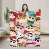 Shinchans 90S Cartoon Flannel Blanket  Awesome Throw Blankets For Bed Sofa Couch 150*125Cm Rug Piece