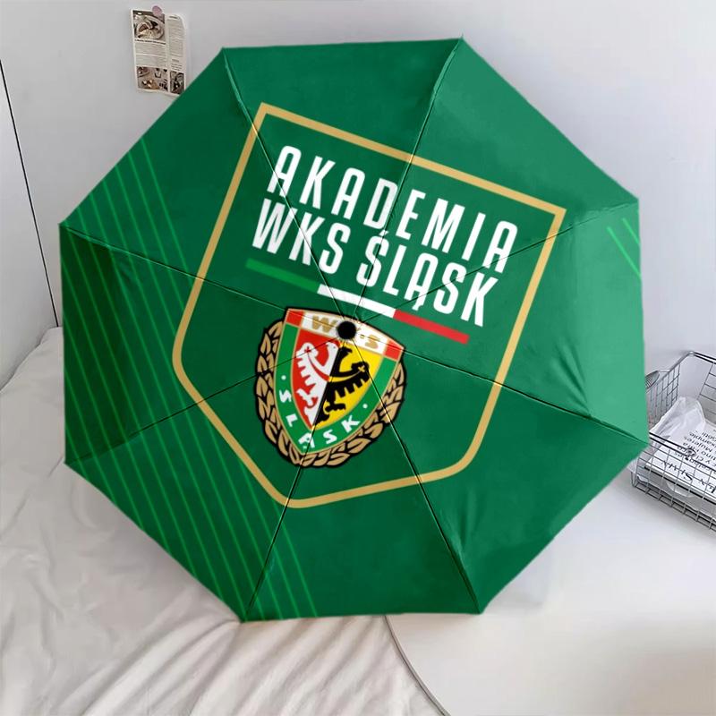 Śląsk Wrocław pattern, automatic folding umbrella, portable and foldable design, 8 ribs, a Christmas or birthday gift.