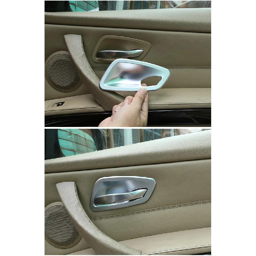 4Pcs Carbon Fiber Texture Interior Door Handle Bowl Trim Cover Fit for BMW E90 3 Series 2005 2006 2007 2008 2009 2010 2011 2012