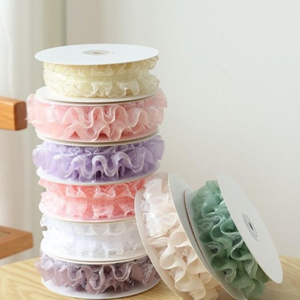 2M Length Ruffled Lace Ribbon 4cm Width Ballet Lace Ribbon Elegant Frilly Lace Trim Sewing Craft