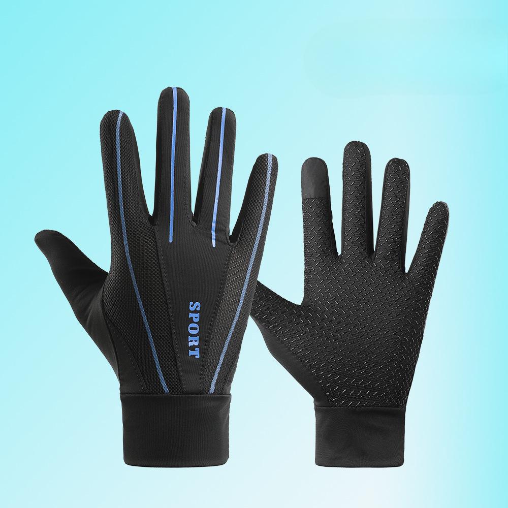 Cycling Gloves Men and Women Outdoor Sports Driving Fishing Anti-slip Floppy Ice Silk Full Finger Touch Screen Fishing Gloves