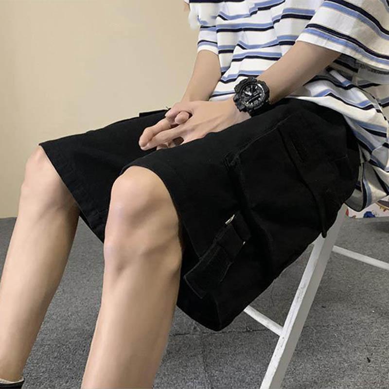 Overalls Shorts Summer Straight Tube Outer Wear Korean Version Loose Breathable Ruffian Handsome High Street Style Five-point Pants