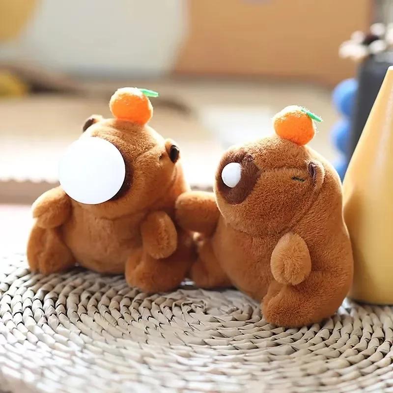 Cute Capybara Keychain Plush Toy with Bubble Popping and Tail Wagging Fun Stuffed Animal Key Ring for Bag Backpack Purse