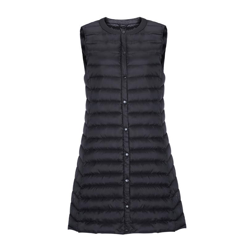 New light down jacket women's medium and long loose and thin versatile vest jacket vest buttons trendy