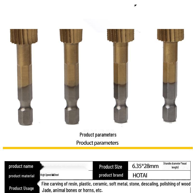 Hexagonal 5-Piece High-Speed Steel Woodworking Rotary File Set, 6.35mm Handle