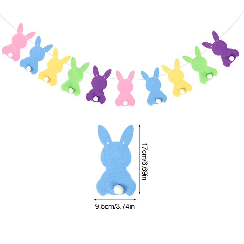 Cute Rabbit Banner Garland Happy Easter Party Hanging Bunting Felt Flags Spring Home Decoration Kids Birthday Party Supplies