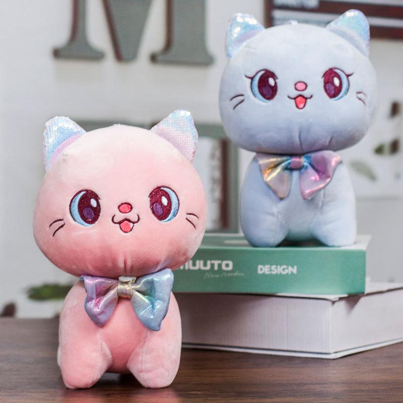 Catching Machine Plush Toy Black Cat Tiger Doll Creative Cat Simulation Cat Cartoon Gift Rag Doll Bow Tie Cat