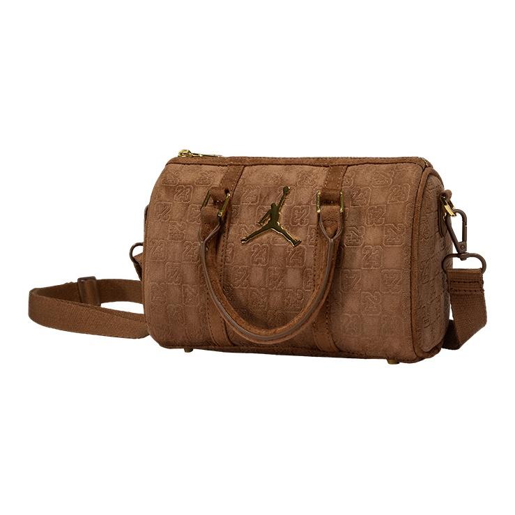 Jordan Monogramm Serie Schachbrett Kunstwildleder Eimer Boston Tasche Unisex Taschen Hellbraun JD2533091AD-001