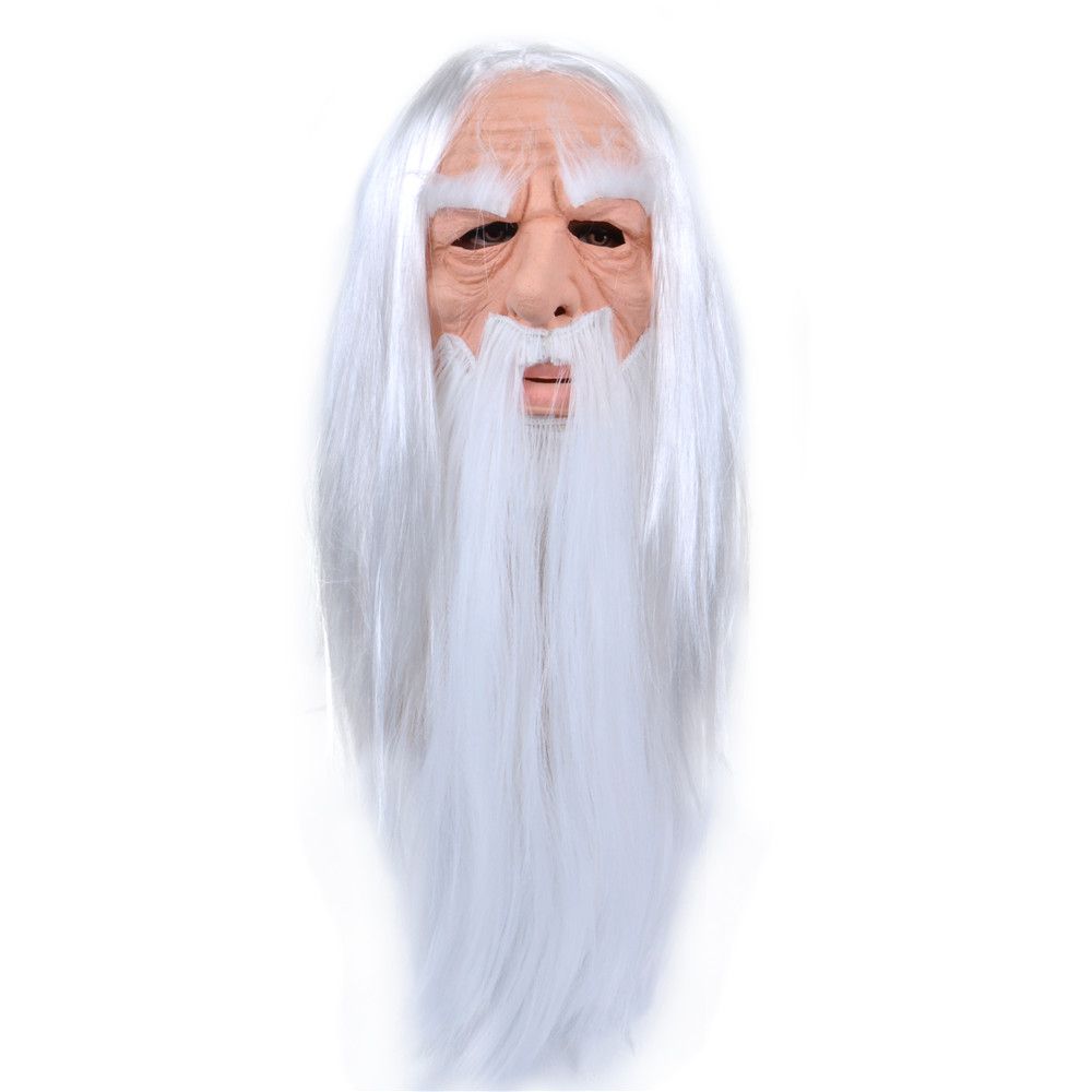 Christmas Haired White Old Man Santa Claus Latex Headgear Mask Role Play Props