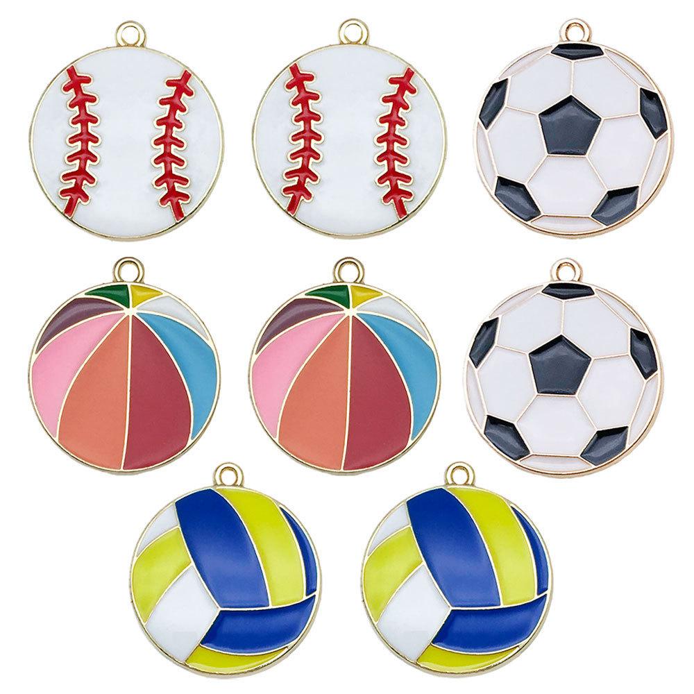 Drip Alloy Football Volleyball, Basketball Baseball Pendant Pendant Diy Homemade Keychain Earrings Jewelry Accessories