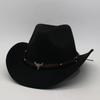 Manufacturer Cross-Border New Western Cowboy Hat Suede Jazz Top Hat Men'S And Women'S Ethnic Style Cow'S Head Felt Hat Big Eaves Hat