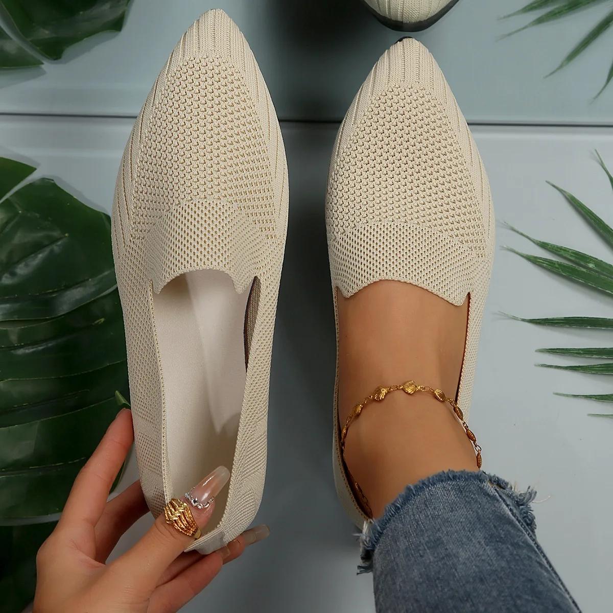 Женские Балетки Летние Повседневные Сетчатые Дышащие Плоская Подошва Женские Комфортные Легкие Кроссовки Женские Слипоны Лоферы Обувь 36