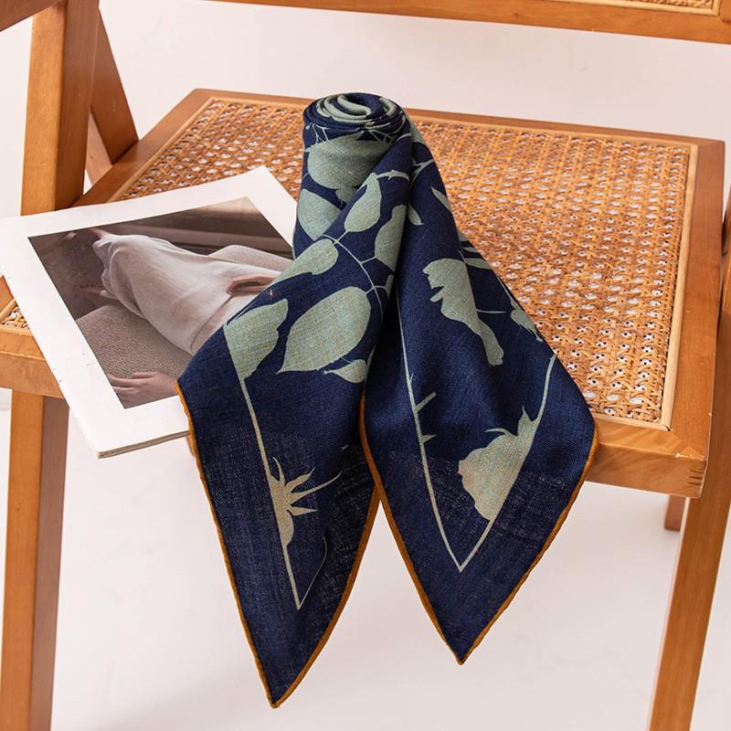 Double-sided Printed Silk Wool Scarf Elegant Triangle Shawl Office Sun Protection