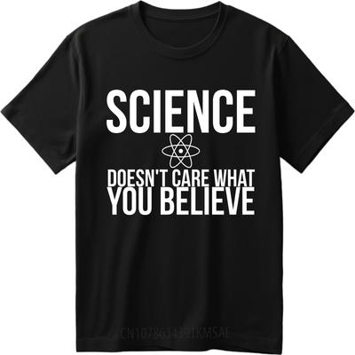 Stijlvol Unisex Zomer T-shirt Wetenschap Geeft Niet Om Wat Je Gelooft Korte Mouw Effen Kleur Ronde Hals Voor Hem T-shirt Tee Shirt Mannelijk