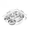 Stainless Steel 5-Compartment Divided Lunch Tray with Lid