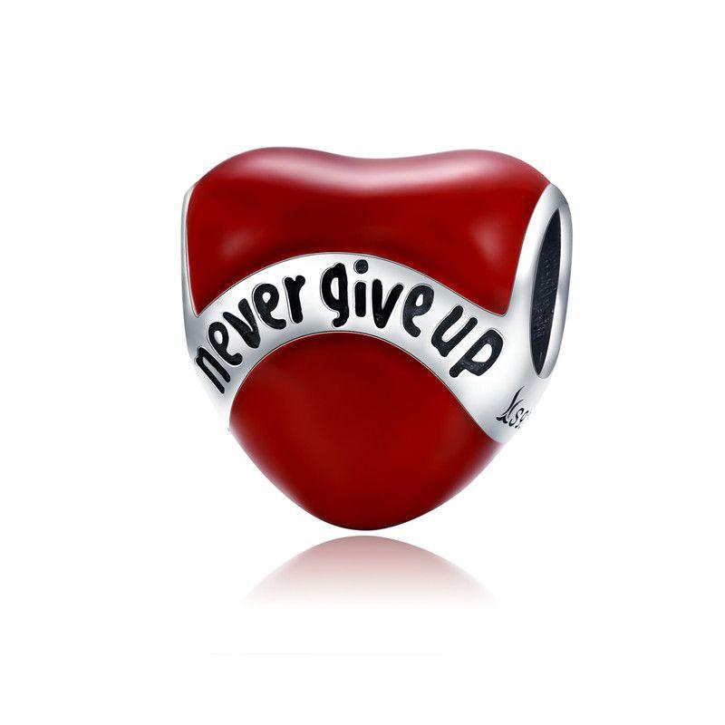 BAMOER New Arrival 100% 925 Silver Love Heart ECG & Red Enamel Beads Fit Charm Bracelets for Women Jewelry Gift SCC249