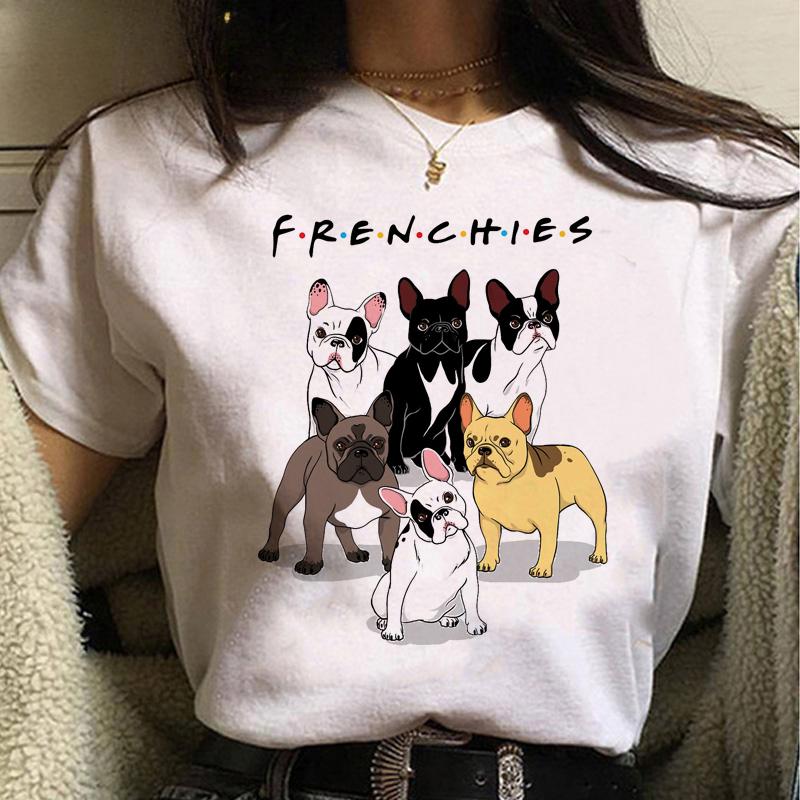 Cotton Tees Cotton Tee French Bulldog Bull Terrier Top Tees Women Harajuku Vintage Grunge Aesthetic Couple  T Shirt Tumblr Graphic Tees Women