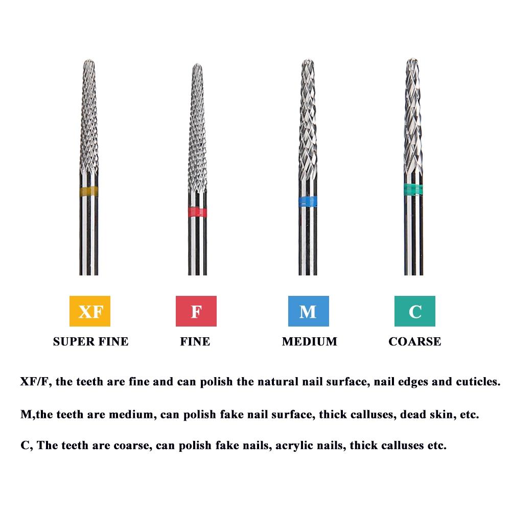 1PCS Tungsten Carbide Cone Nail Drill Bit 3/32" Rotary Burr Bits For Manicure Electric Drill Accessories Nail Milling Tool
