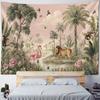 Tropical Rainforest Bohemian Tapestry Wall Hanging Polyester Fabric with Plant & Forest Animal Print for Bedroom Home Decor