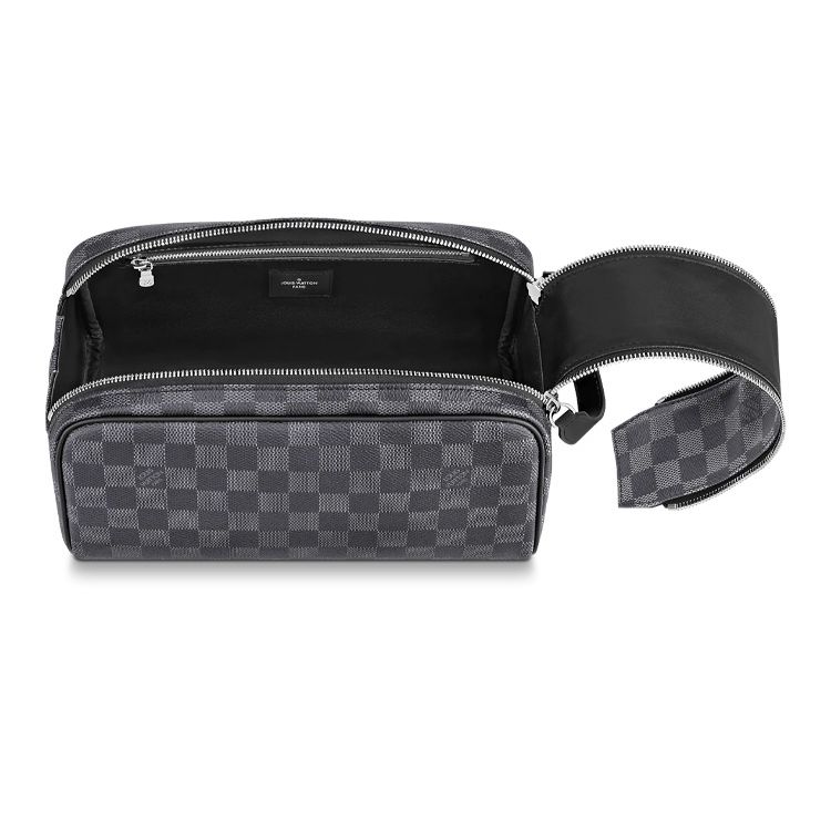 Louis Vuitton Check Pattern Canvas And Leather Toiletry Bag Men Toiletry Bag Black Blue N40127