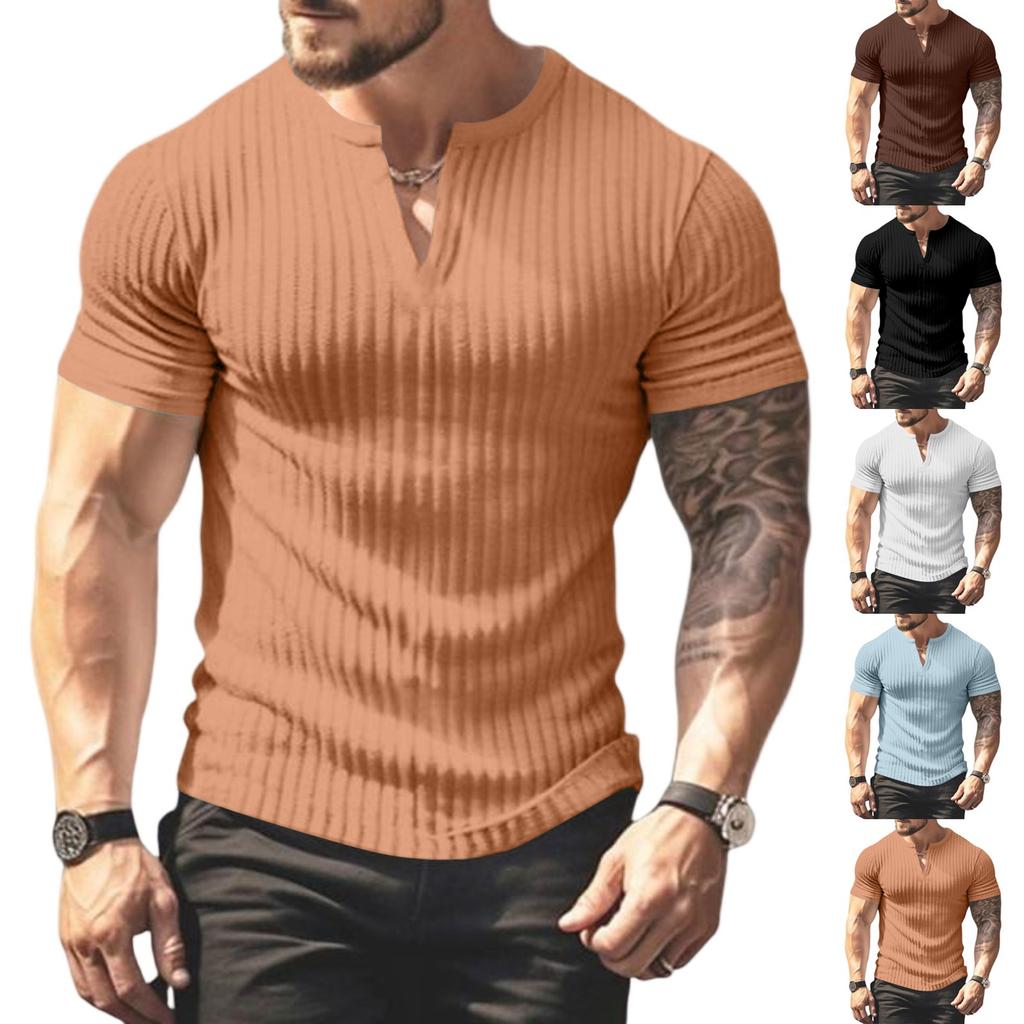 Summer Men's Matching Short-sleeved Shirt Single Breasted Breathable Sports Casual Top
