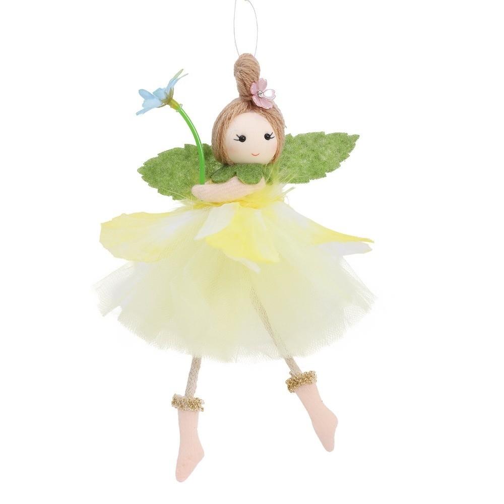 

Cute Kid Gifts Long Legs Flower Fairy Mesh with Flower Skirt Easter Fairy Pendant Handmade Wing Girl Pendant Home Party жёлтый