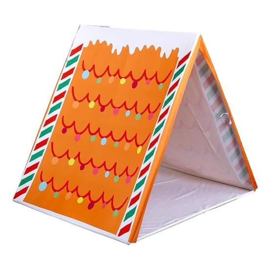 Gingerbread Christmas Tent 43" X 33" Brown Christmas Sleepover Tent for Kids Gingerbread Play Tent House for Indoor Holiday Party