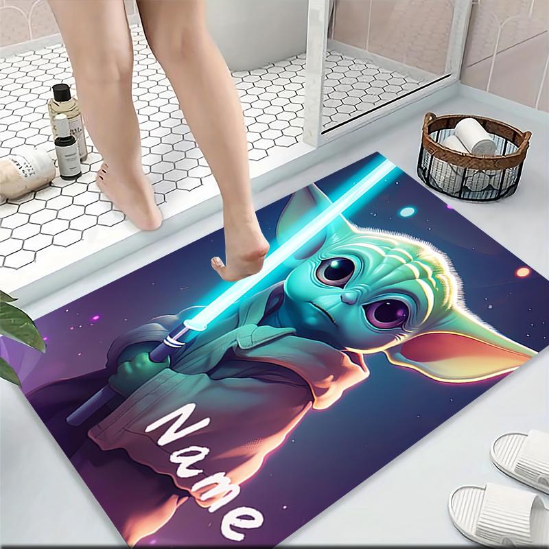 Custom Name Baby Yoda Lightsaber Adventure Carpet Rug Customizable Soft Washable Anti-Slip Home Living Room Sofa Mats Personalized Rug. 0909137