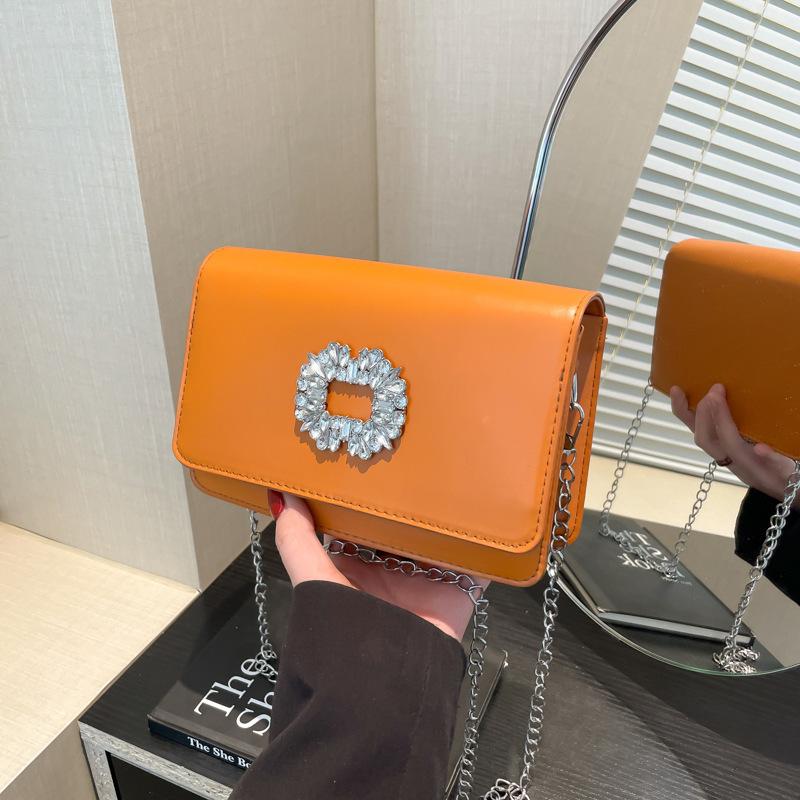 Simple small square bag 2025 new Korean version foreign style fashion diamond-encrusted chain bag foreign style shoulder messenger women's bag