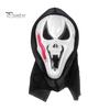 Realistic Horror Skeleton Masque Halloween Ghost Full Face Masque, Screaming with Scary Hood, Costume Accessory for Cosplay Party, Haunted House Props