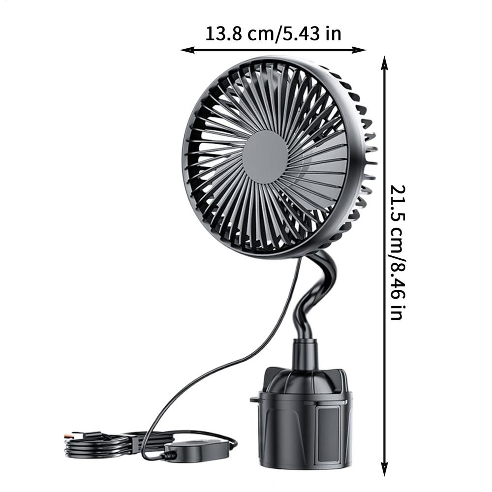 

Car Fan for Cup Holder Vehicle Blowing Fan 3 Speeds Portable 12V/24V Blowing Accessory for Trip Travel Camping Outdoors Daily