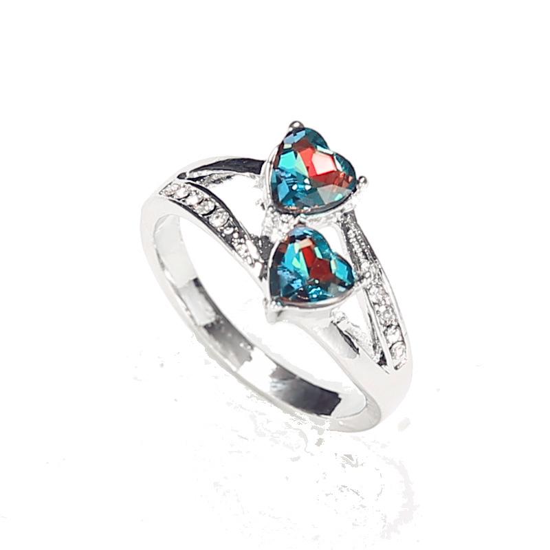 

Мода Джокер Ювелирные Изделия Кольцо Циркон Ювелирные Изделия Кольцо Двойное Сердце