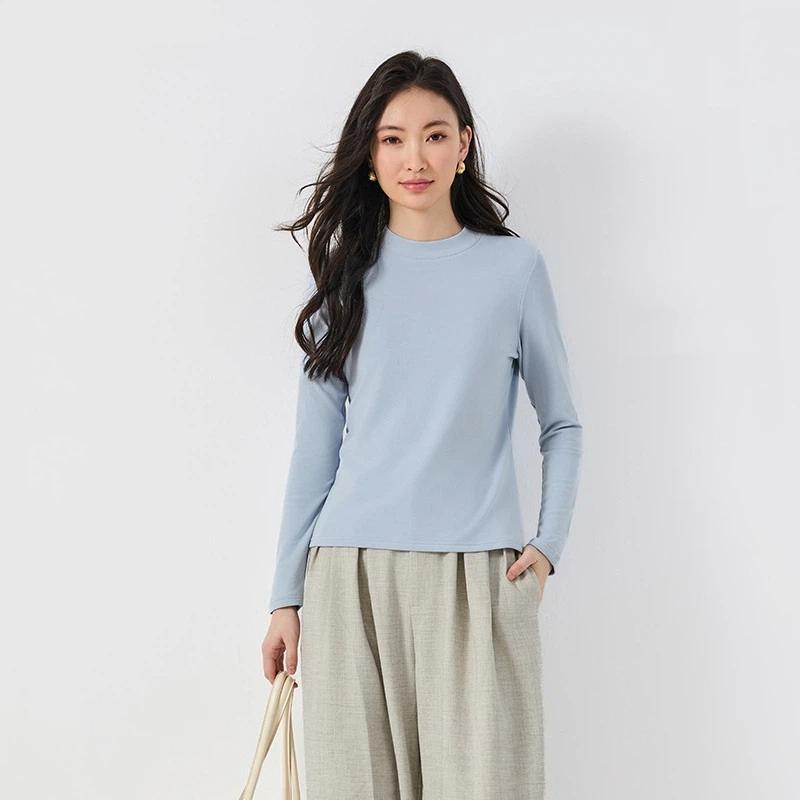 Women's Loose Solid Color Base Shirt For Autumn And Winter