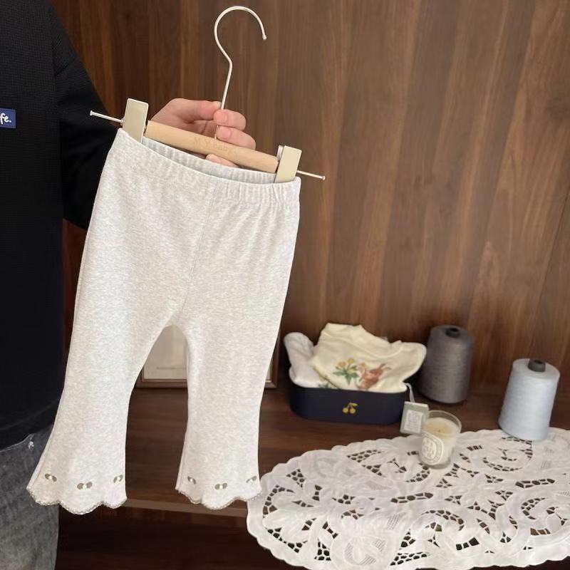 Baby Girl Elastic Slim Leggings Baby Girl Spring New Style Girls Elegant Slightly Flared Pants