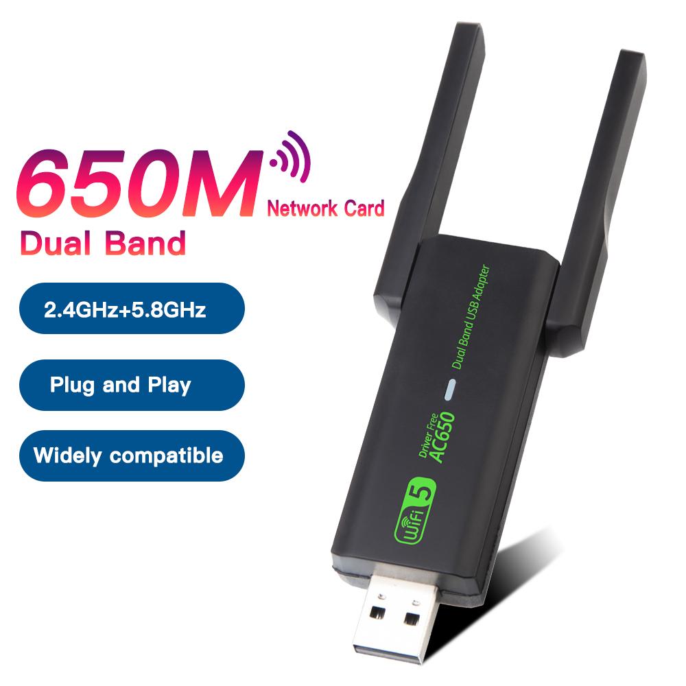 

AC650 Dual Band USB WiFi Adapter 2.4G/5Ghz 650Mbps 802.11AC Wireless Network Card for Laptops PC
