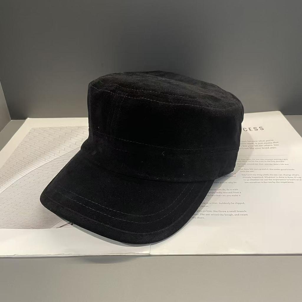 2025 New Retro Suede Flat Top Hat Women's Fashion Versatile Cap Casual Face Small High Quality Equestrian