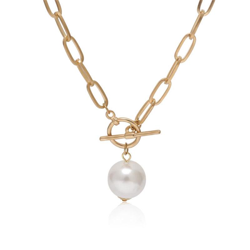 Long Chain Pearl Pendant Necklace 