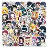 50pcs Q-version Demon Slayer Stickers: High-Definition Japanese Anime Characters for Cute Graffiti, Journal, Cup, DIY, and Mochi Decor.