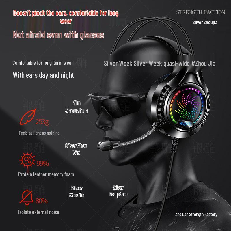 Q7 Wired Luminous 7.1 Surround Sound USB Gaming Headset (Over-ear)