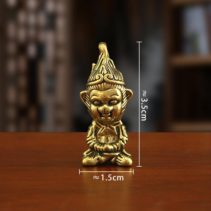 Black Myth Sun Wukong Hellfire Brass Ornament Personalized Retro Zodiac Monkey Desktop Tea Pet Small Bronze Crafts