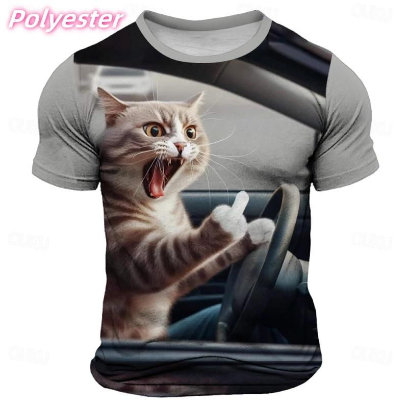 Love Dog Pattern T-Shirt For Men Fun Cat Cow 3D Printed Tees Summer Casual Loose Short Sleeve