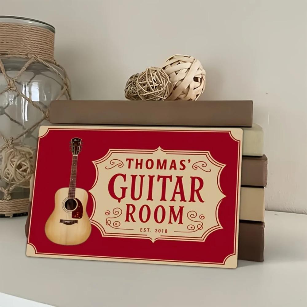 Custom Vintage Aluminum Guitar Sign Personalized Music Studio Wall Decor