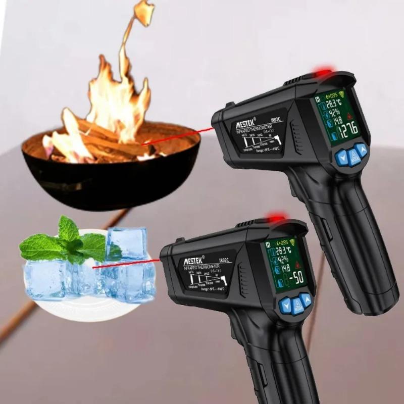 Digital Infrared Thermometer Pyrometer Double Laser High Temperature Meter Gun IR02 Outdoor Food Kitchen Thermometers Heat Meter