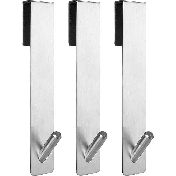 Simtive Extended (7-Inch) Over Door Hooks for Bathroom Frameless Glass Shower Door, Towel Hooks, 2-Pack, Silver
