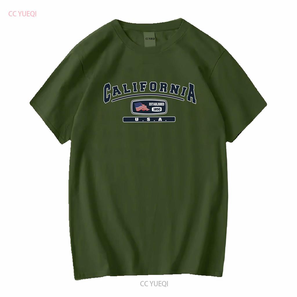 The Golden State California USA T shirt long or short sleeves vintage Washed Stylish Unisex Versatile Slightly fashion Casual