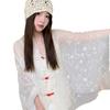 New Chinese ethnic style embroidered flower shawl antique buckle cardigan loose long women's cotton and linen travel scarf