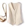 Women Vest Sleeveless Single-breasted Western Style Slim Fit Cardigan Suit Coat Pure Color V Neck Formal Business Style Lady Waistcoat