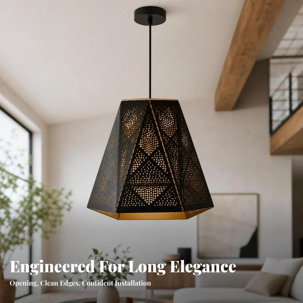 Diamond-Shaped Lampshade Perforated Lighting Accessory Industrial for Cafes
